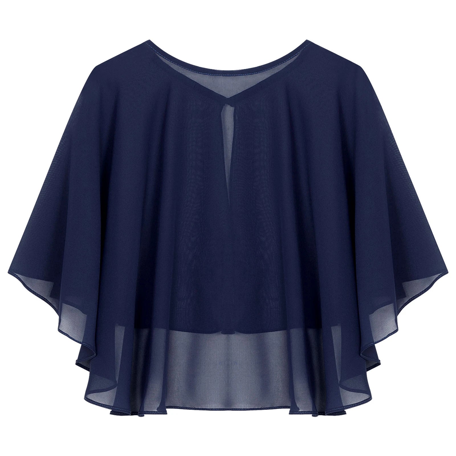Women Elegant Bolero Wedding Bridal Shawl Top Thiin See-through Chiffon Shrug