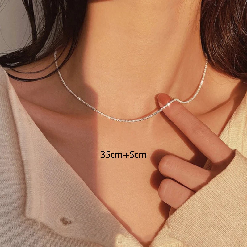 Pixor Silver Color Sparkling Necklace For Women Jewelry Accessories