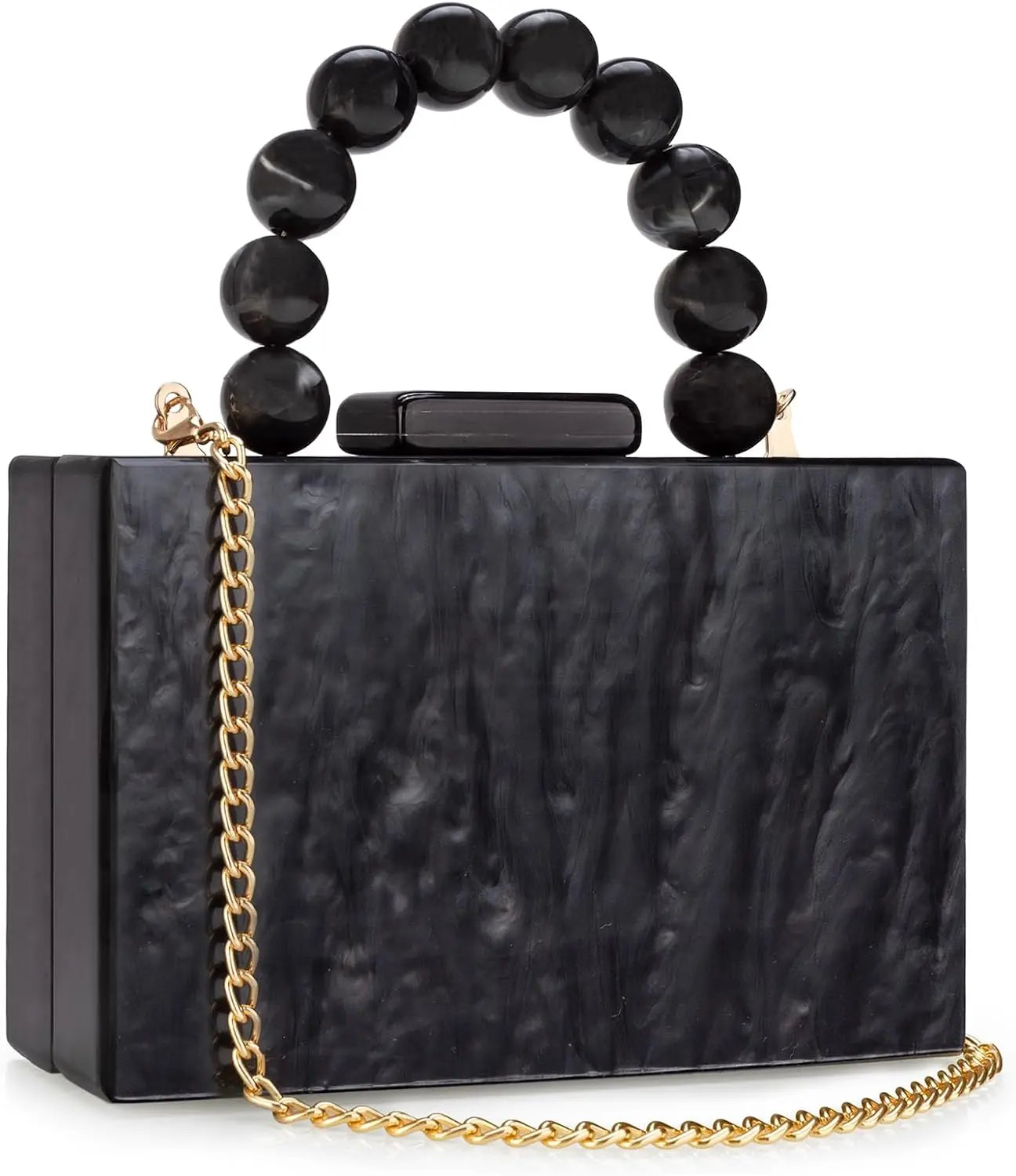 Pixor Bright Orange Marble Acrylic Box Evening Clutch Bags Women
