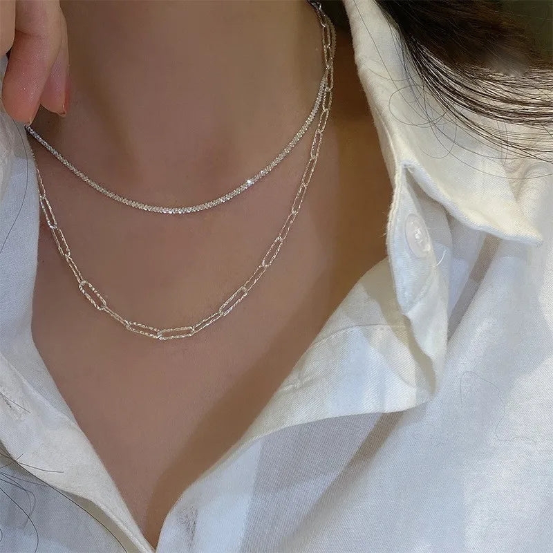 Pixor Silver Color Sparkling Necklace For Women Jewelry Accessories
