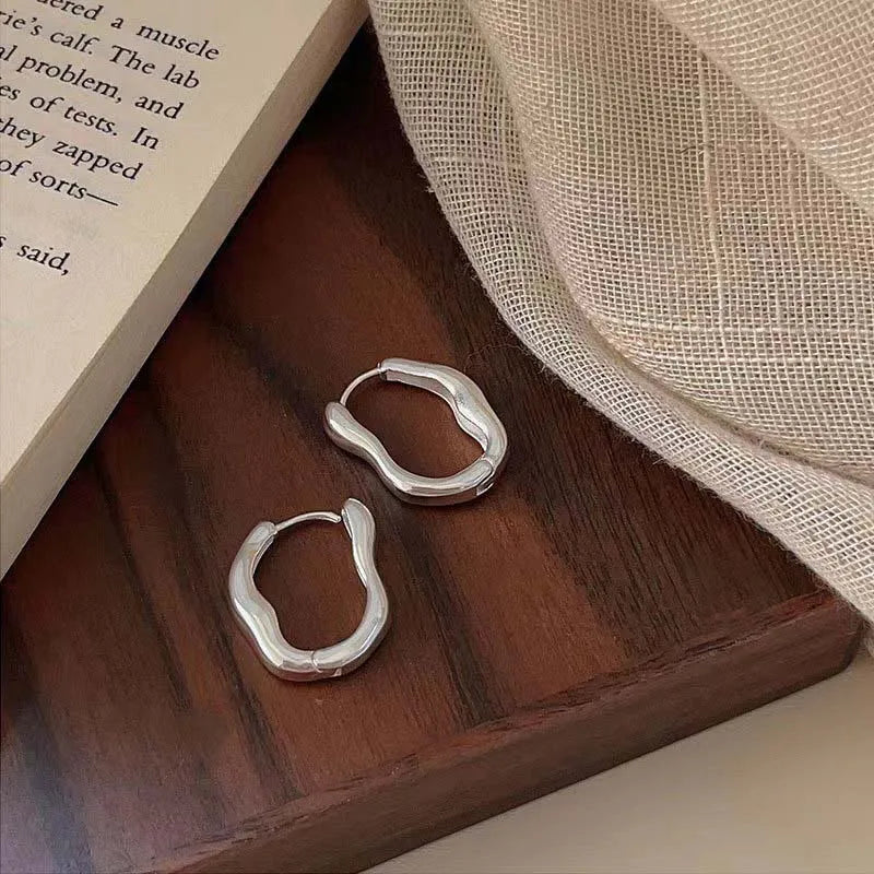 Pixor 2025 New Trendy Metal Geometry Hoop Earring for Women Fashion Design Gold Color