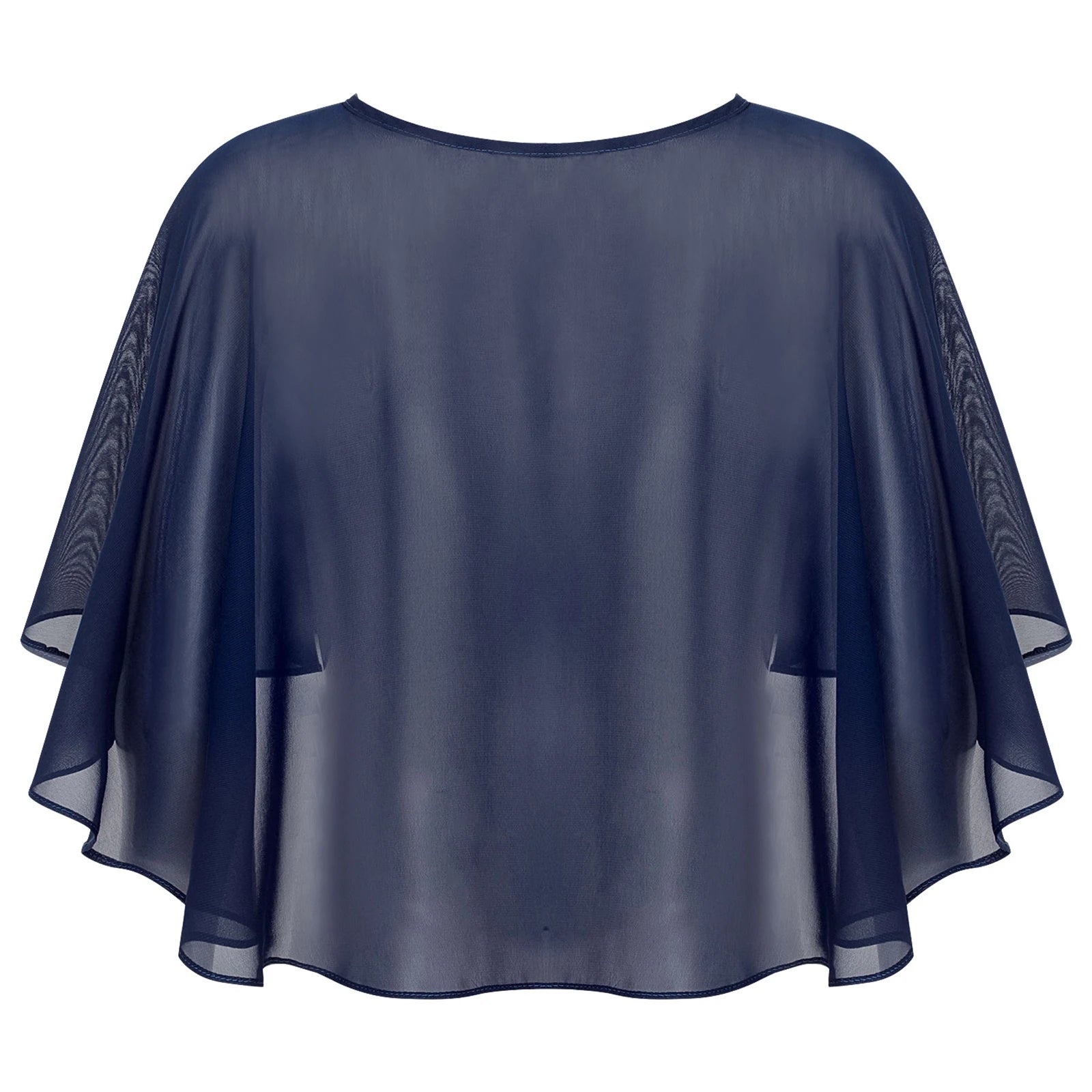 Women Elegant Bolero Wedding Bridal Shawl Top Thiin See-through Chiffon Shrug