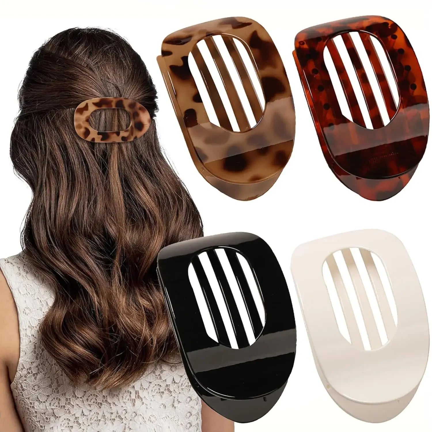 Pixor Fashion Oval Hair Claw Clip for Women New Design Leopard Matte