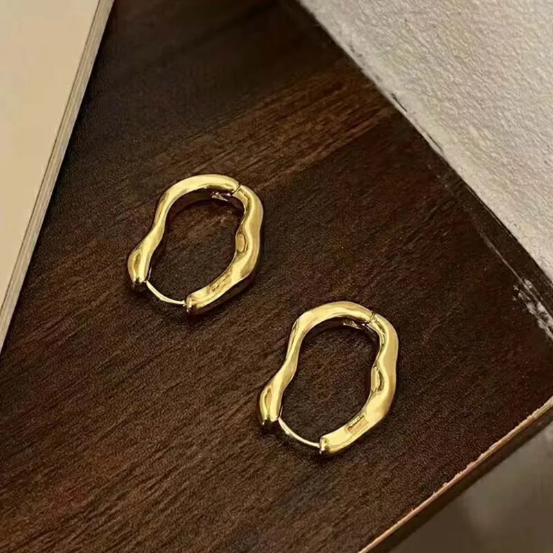 Pixor 2025 New Trendy Metal Geometry Hoop Earring for Women Fashion Design Gold Color