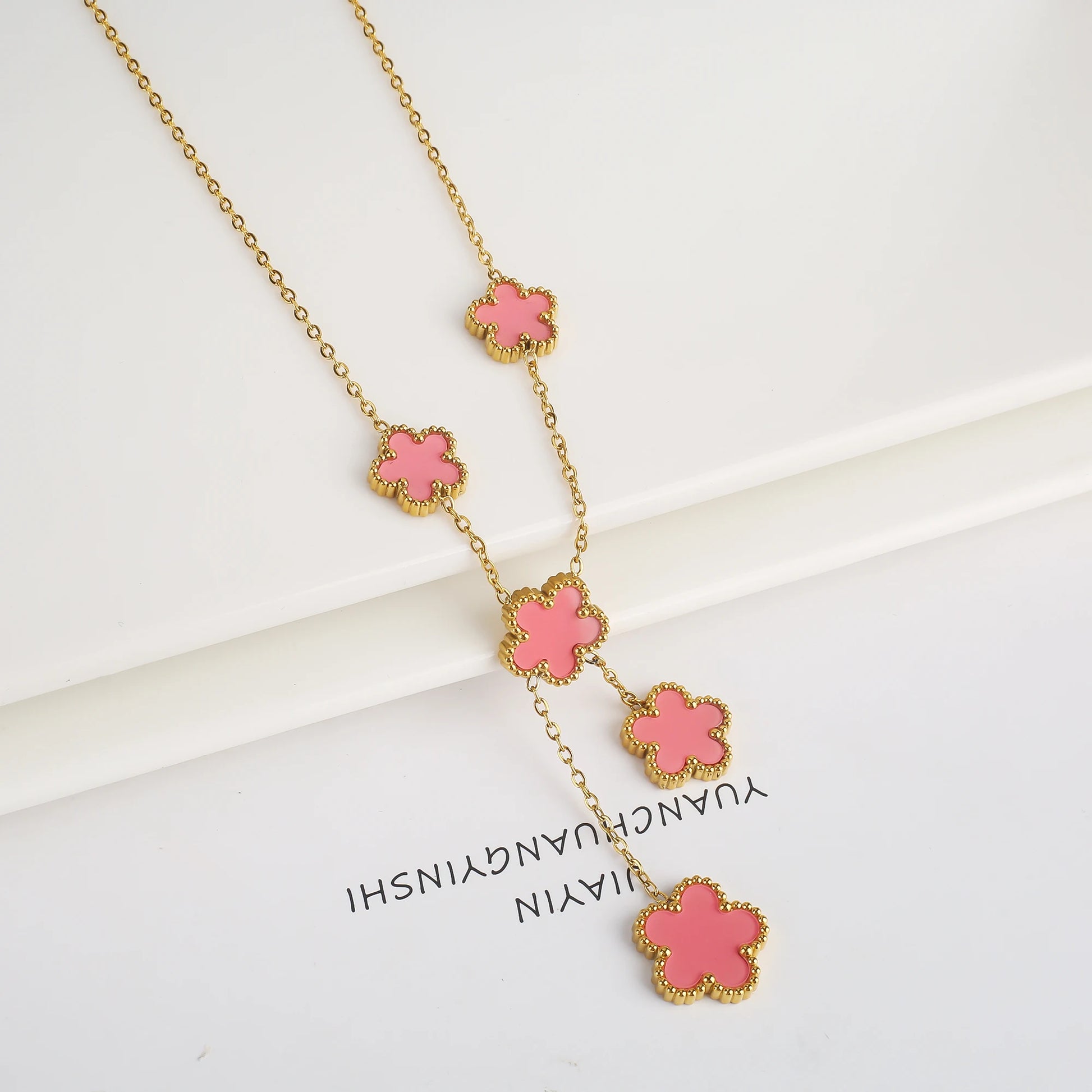 Pixor Stainless Steel Five Leaf Flower Petal Adjustable Clover Bracelet Classic for Woman