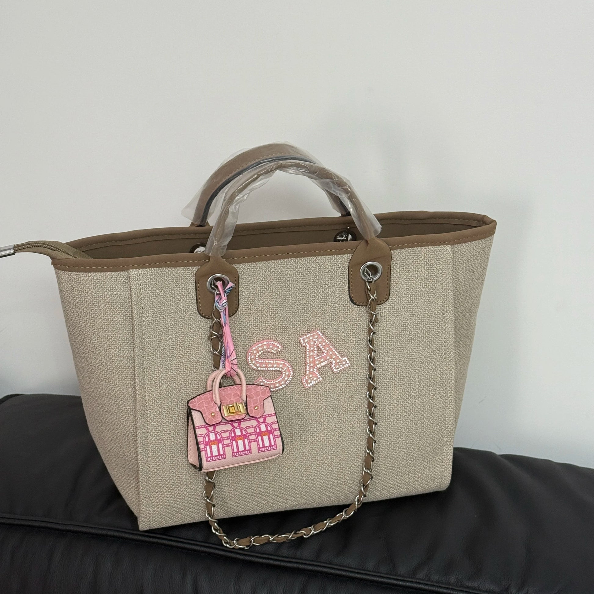 Pixor Personalized Pearl letters Handbag,Personalized Chain Bag Customized Name