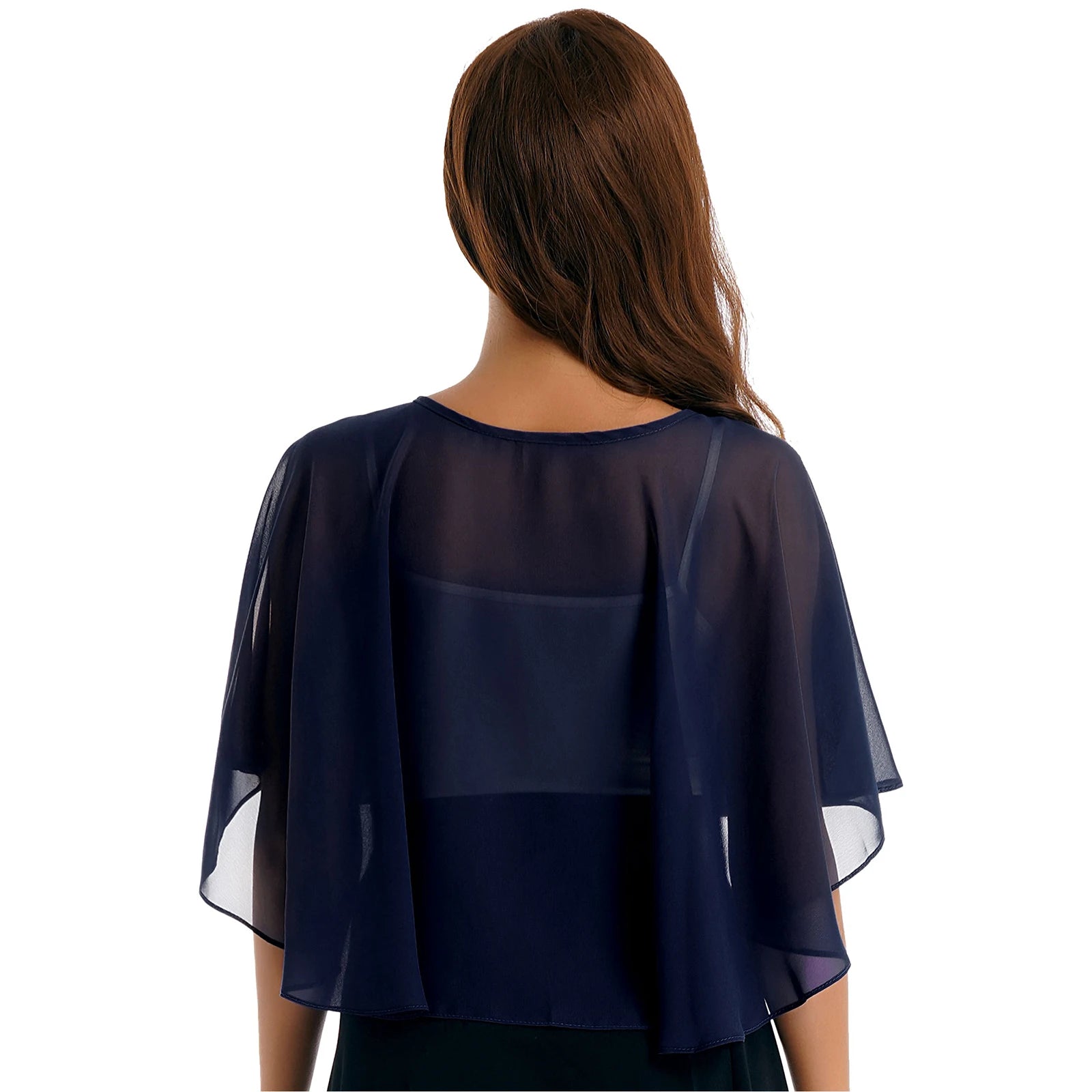 Women Elegant Bolero Wedding Bridal Shawl Top Thiin See-through Chiffon Shrug