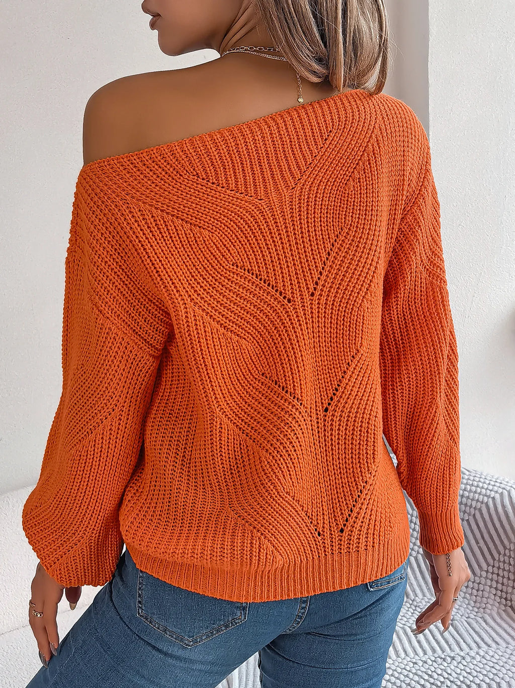 Pixor Autumn And Winter Women's Casual Orange Hollowed Out