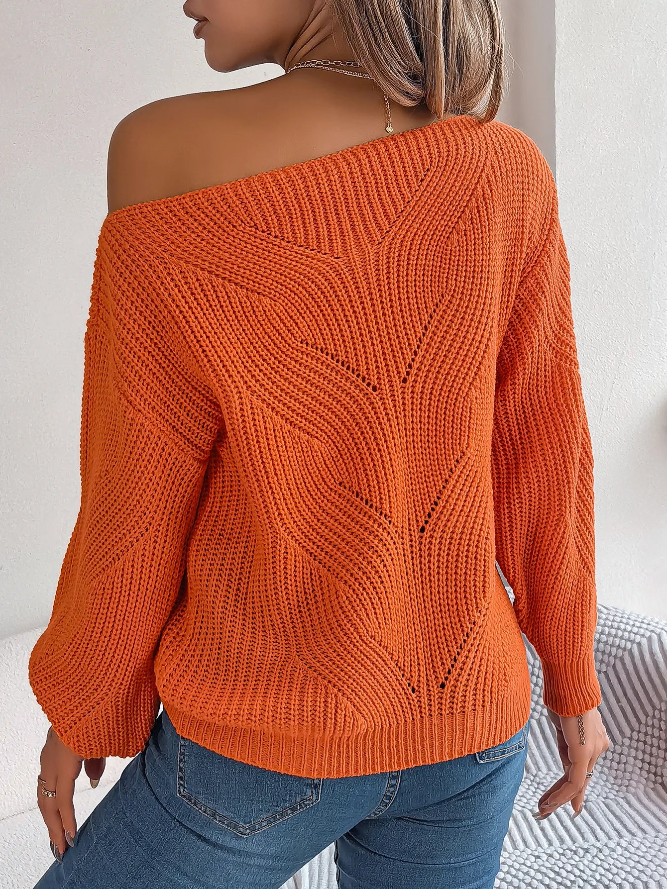 Pixor Autumn And Winter Women's Casual Orange Hollowed Out