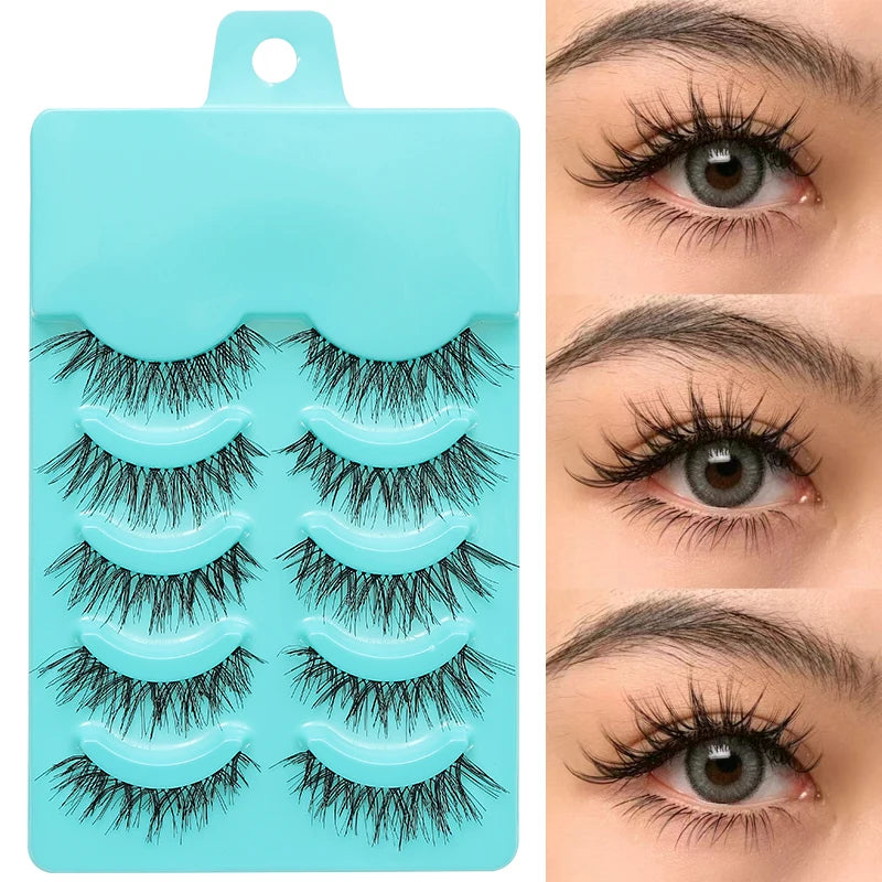 Pixor 5 Pairs Individual Lashes Wispy Women Makeup Eyelash Extension Natural