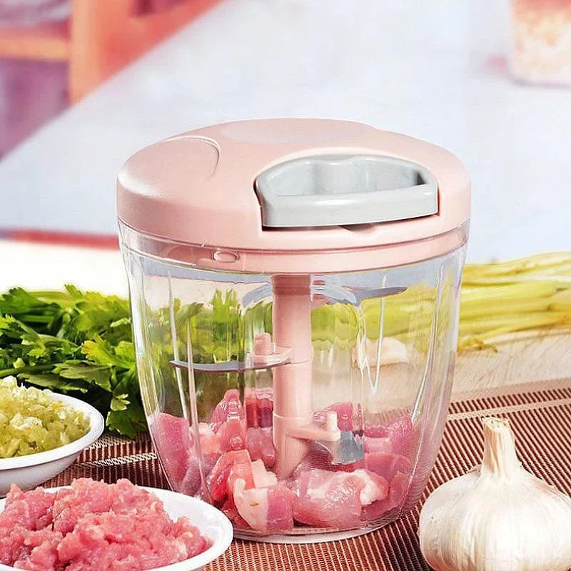 500/900ML Manual Meat Mincer Garlic Chopper Rotate Garlic Press Crusher Vegetable Onion Cutter