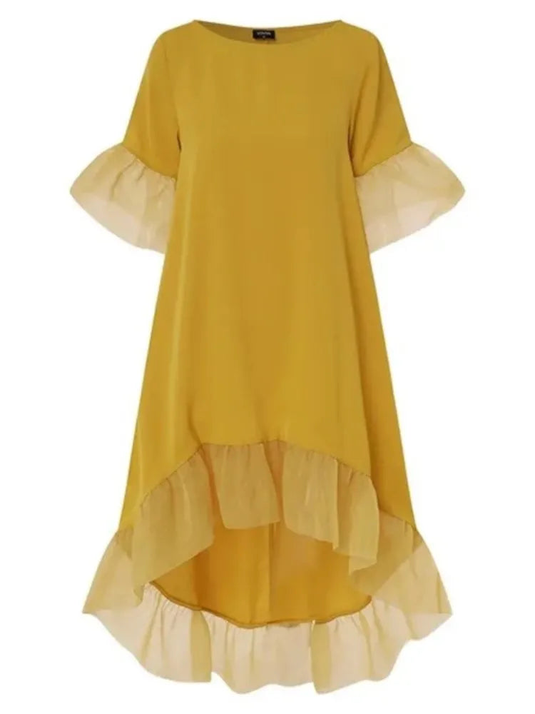 Pixor Lace Patchwork Half Sleeved Dress For Women's