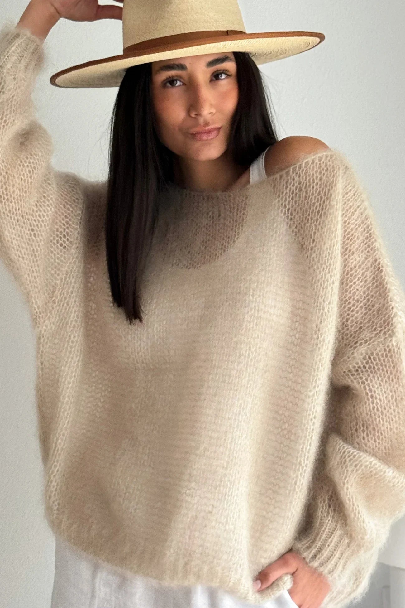 Pixor Women'S Casual Sweater   Soft  Comfortable Off Shoulder Pullover in Light Blue
