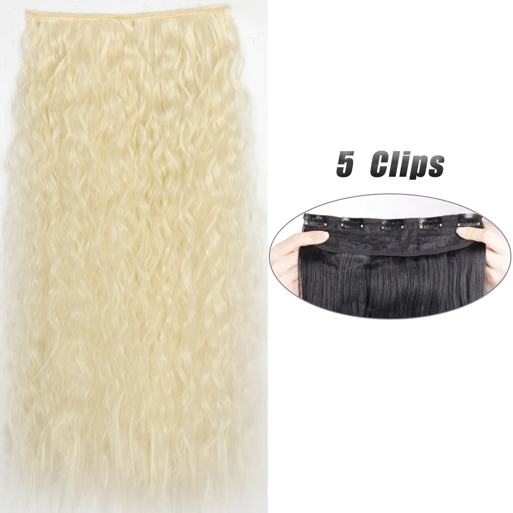 Pixor Synthetic 5 Clip In Hair Extensions Long Straight Hairstyle Hairpiece Black Brown Blonde Fake Hair For Women