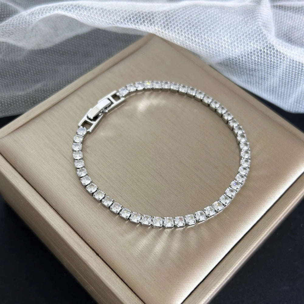 Pixor Stainless Steel Gold/ Silver Color Tennis Bracelets for Women