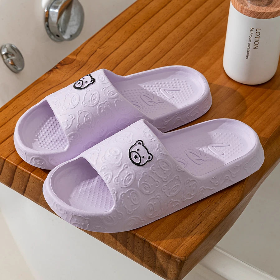 Pixor Fashion Women's Slippers Indoor Soft Sole Cartoon Bear Print