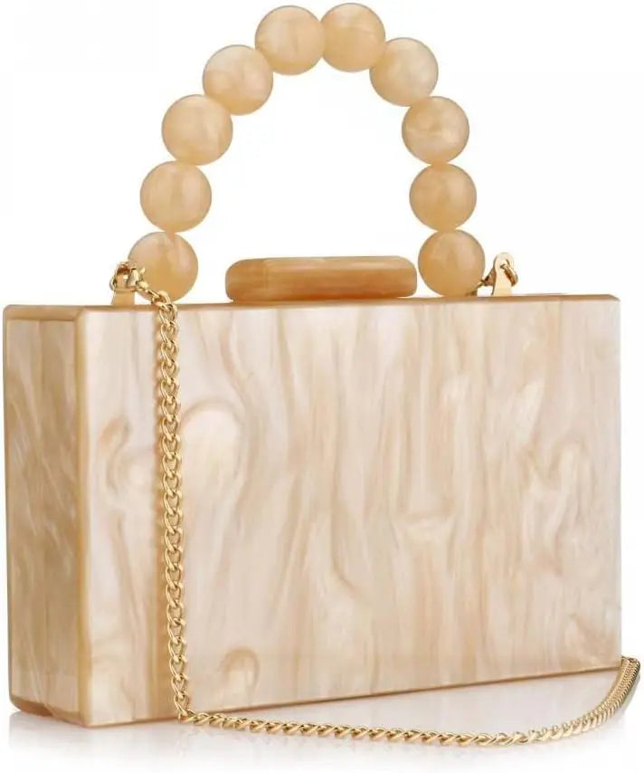 Pixor Bright Orange Marble Acrylic Box Evening Clutch Bags Women