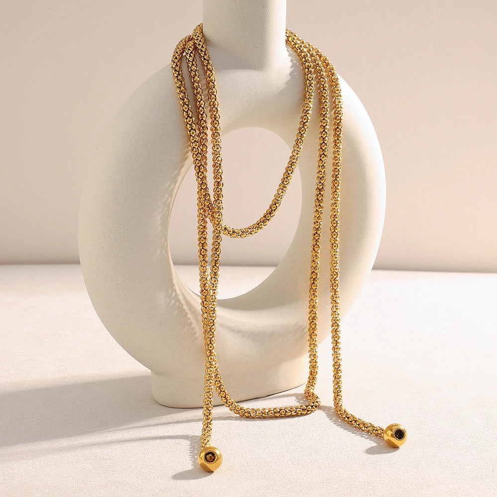 Pixor E.B.belle New Creative Multipile Layers Square Pearl Necklace 18K Gold Plated Stainless Steel Women
