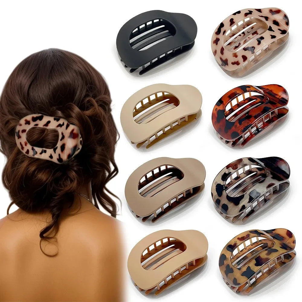 Pixor Fashion Oval Hair Claw Clip for Women New Design Leopard Matte
