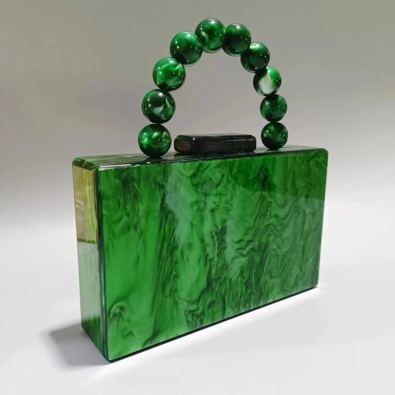 Pixor Bright Orange Marble Acrylic Box Evening Clutch Bags Women