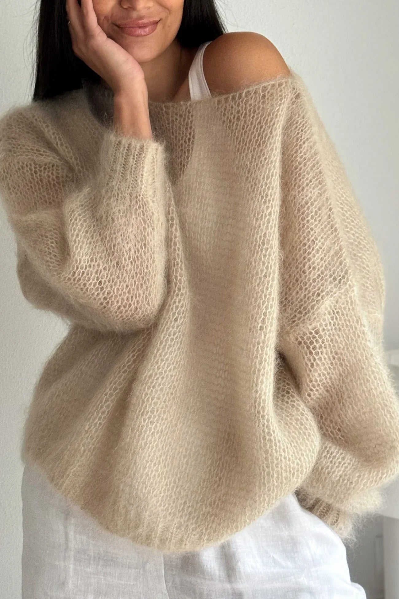 Pixor Women'S Casual Sweater   Soft  Comfortable Off Shoulder Pullover in Light Blue