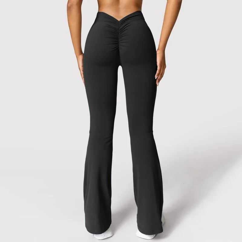 Pixor Fashion Micro Horn Leggings Women V-back Waist Sports Pants High Waist Push Up Butt Gym Pants