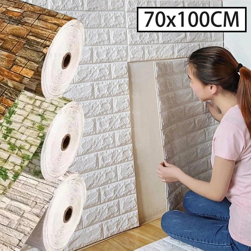 Pixor Various 3D Faux Brick Self Adhesive Vinyl Wallpaper