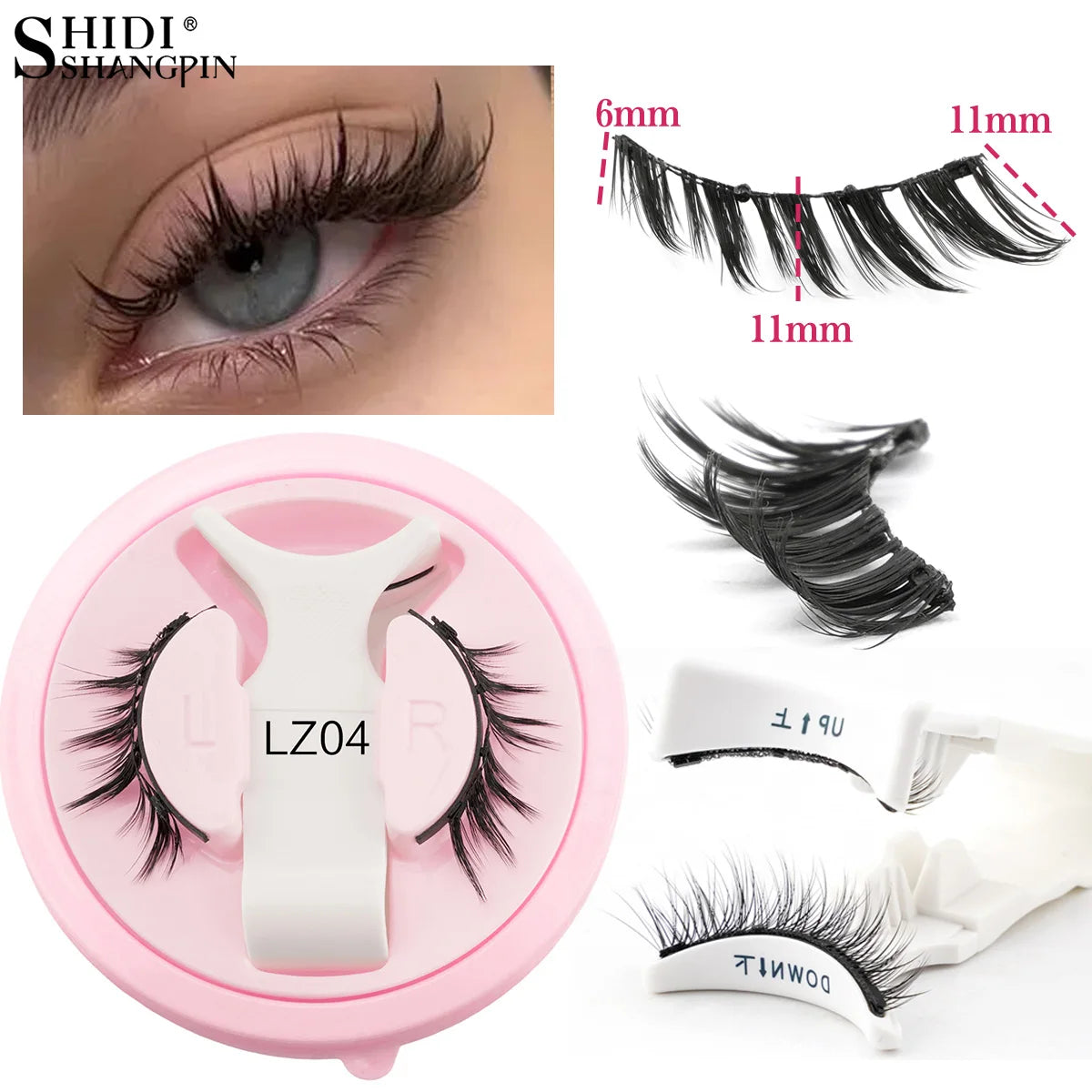 Pixor 1 Pair Magnetic Eyelashes Handmade Fluffy Faux Mink Lashes Reusable Natural False Eyelashes and Magnetic Tweezers