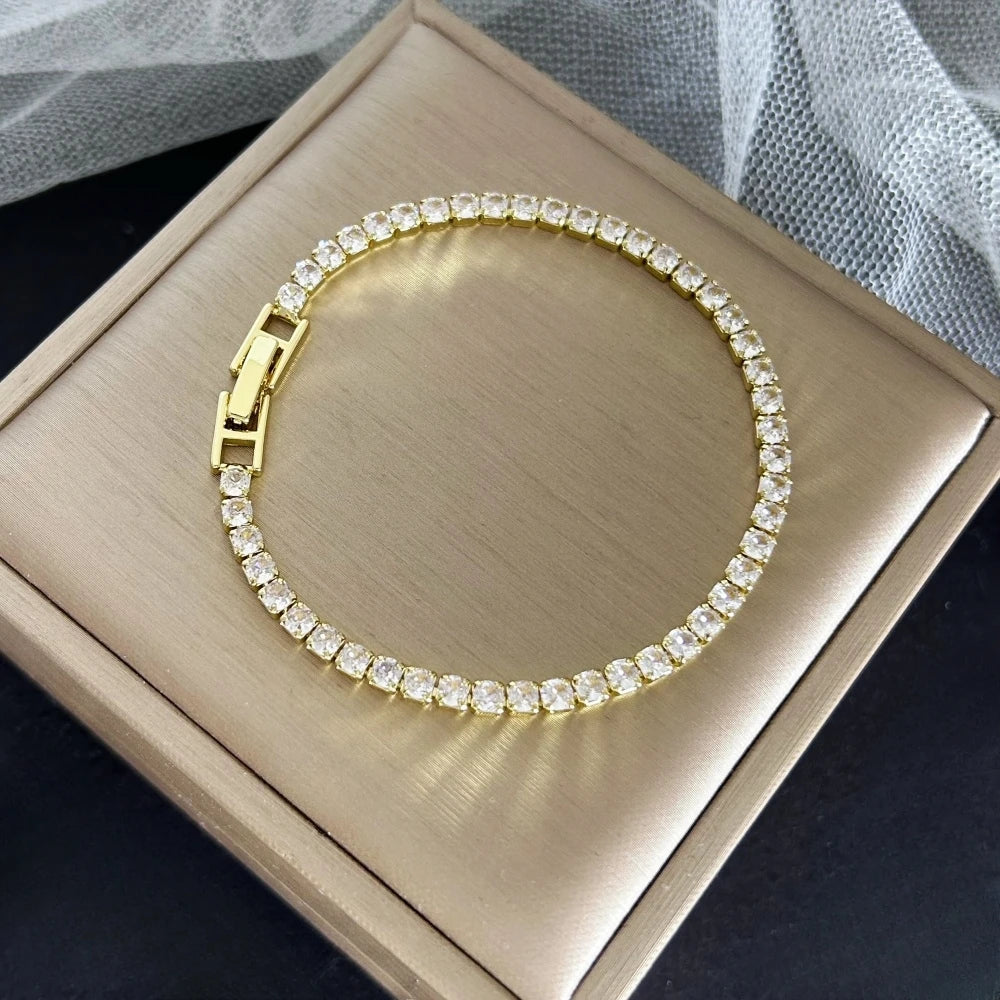 Pixor Stainless Steel Gold/ Silver Color Tennis Bracelets for Women