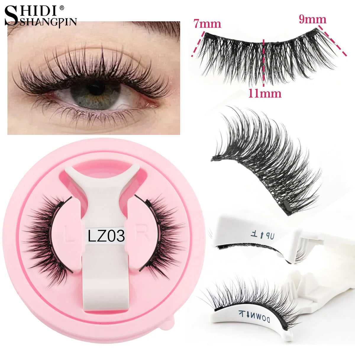 Pixor 1 Pair Magnetic Eyelashes Handmade Fluffy Faux Mink Lashes Reusable Natural False Eyelashes and Magnetic Tweezers