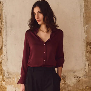 Satin Vintage Women's Shirts Spring/summer New Solid Korean Clothing Loose Long Sleeves