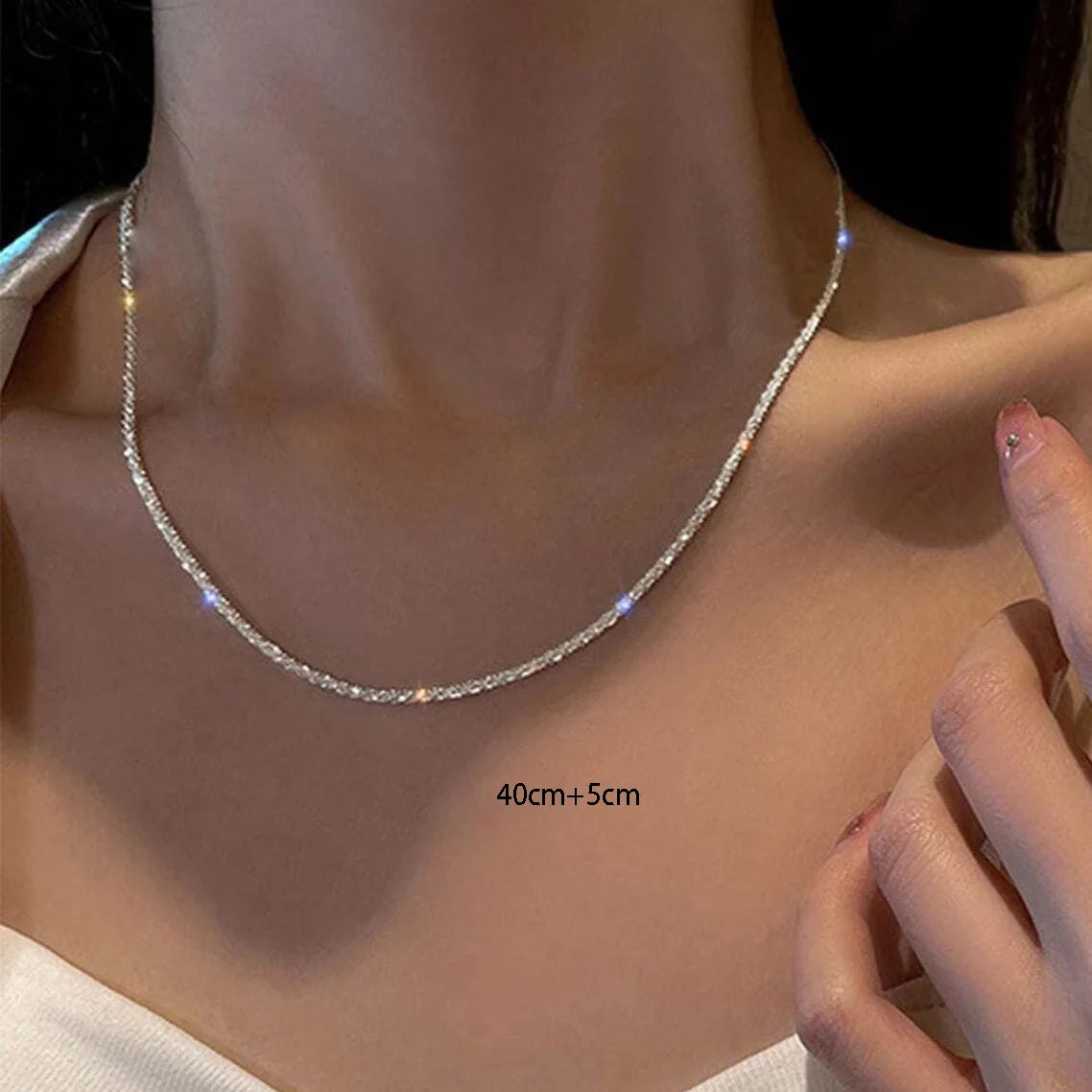 Pixor Silver Color Sparkling Necklace For Women Jewelry Accessories
