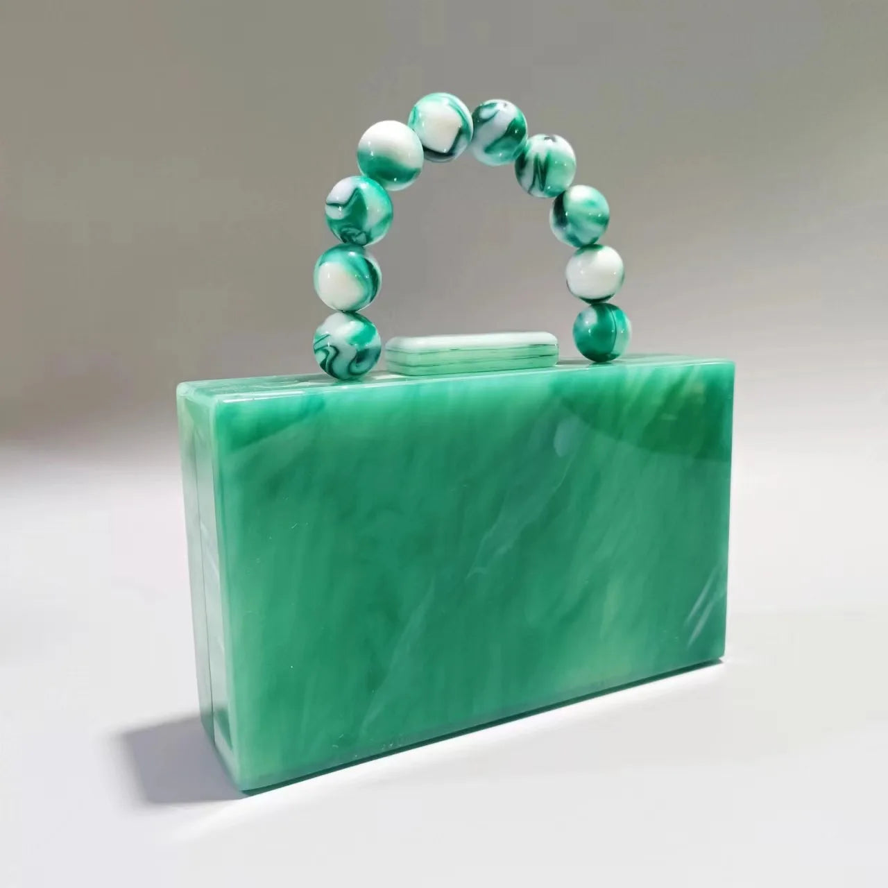 Pixor Bright Orange Marble Acrylic Box Evening Clutch Bags Women
