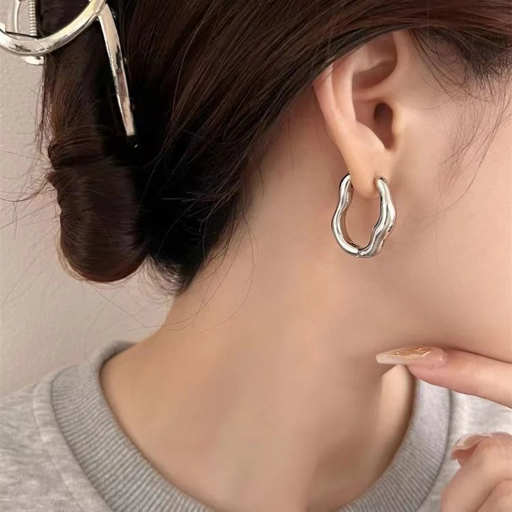 Pixor Gold Color Metallic Ear Loops For Women jewellery