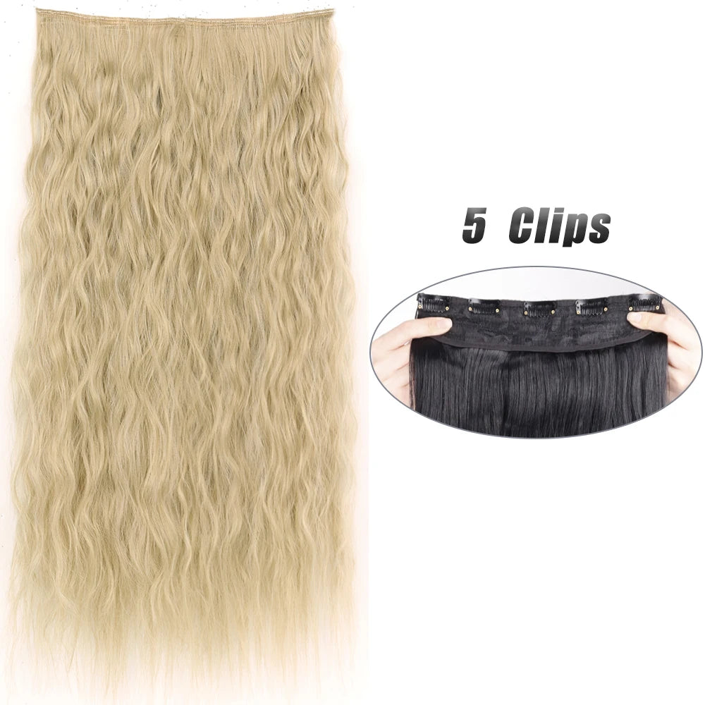 Pixor Synthetic 5 Clip In Hair Extensions Long Straight Hairstyle Hairpiece Black Brown Blonde Fake Hair For Women