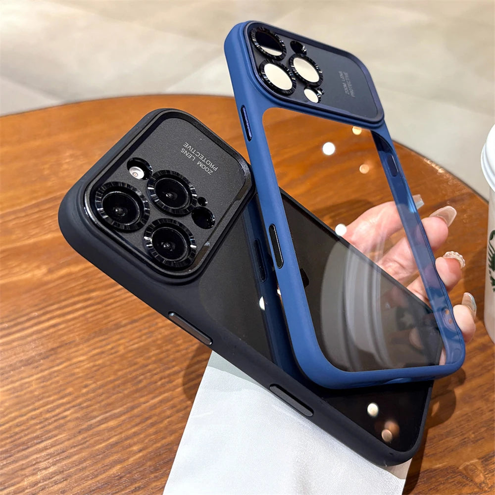 Pixor Luxury Magnetic Metal TPU Case For iPhone 17 16 15 14 Pro Max Plus Case Translucent Acrylic Hard Bumper Shockproof Protect Cover
