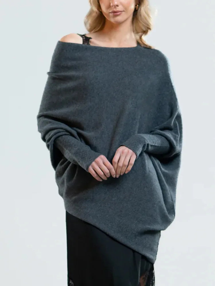 Pixor Women's Ribbed Knit Jumper Set Casual Bat Sleeve round Neck