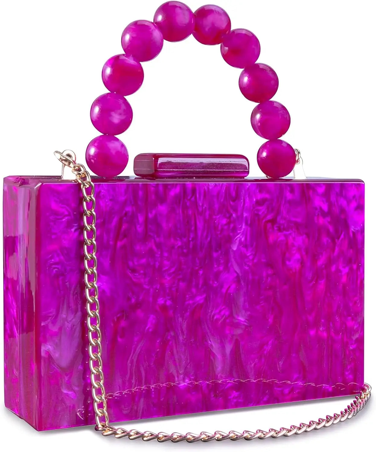 Pixor Bright Orange Marble Acrylic Box Evening Clutch Bags Women
