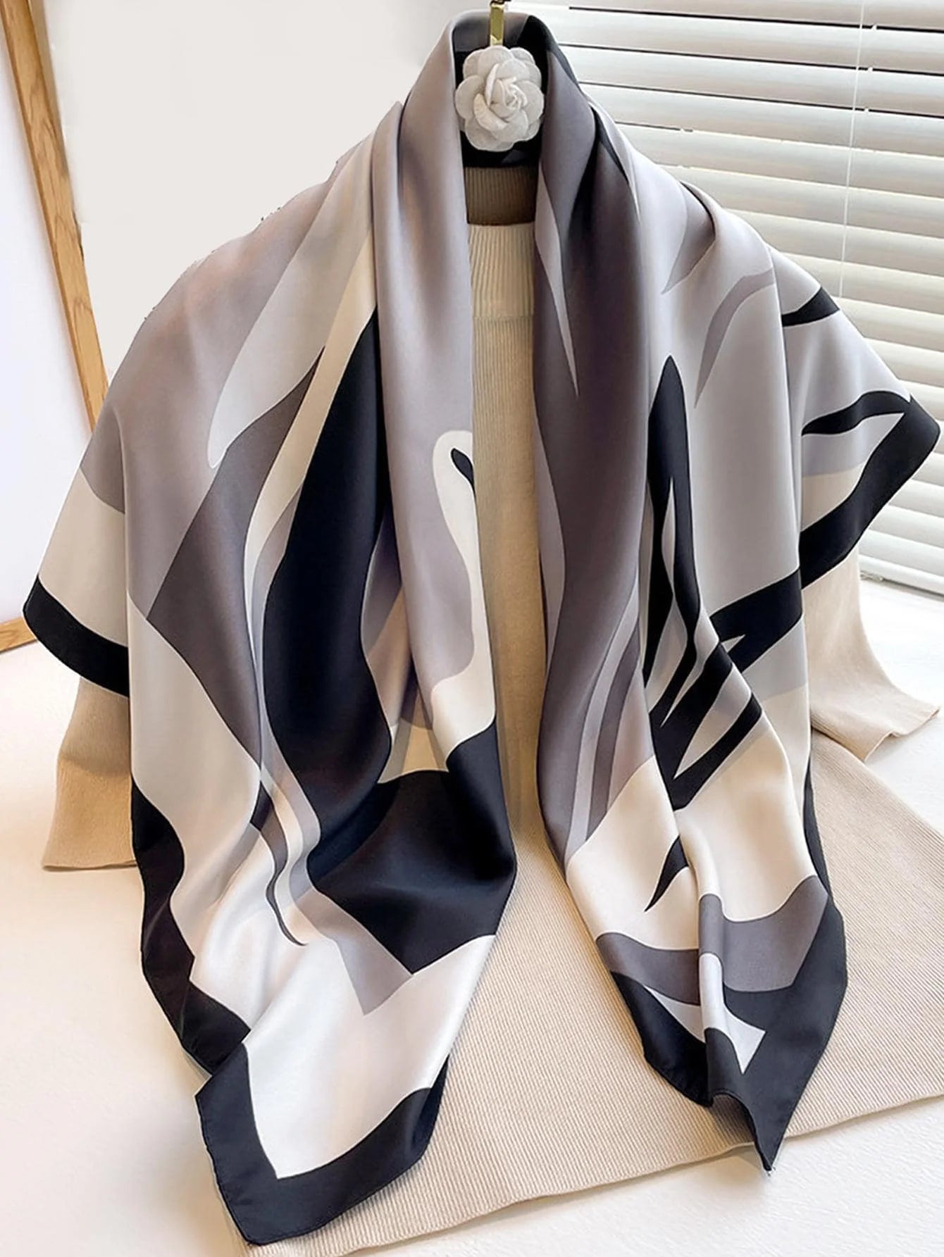 Pixor 1PC Silk Texture Scarf 35" Large Square Lightweight