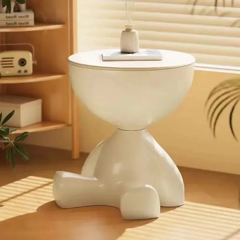 Pixor Cream Coffee Table Sofa Bed Side Table Modern Living Room Decor Creative Flat Head Plastic Round Tables