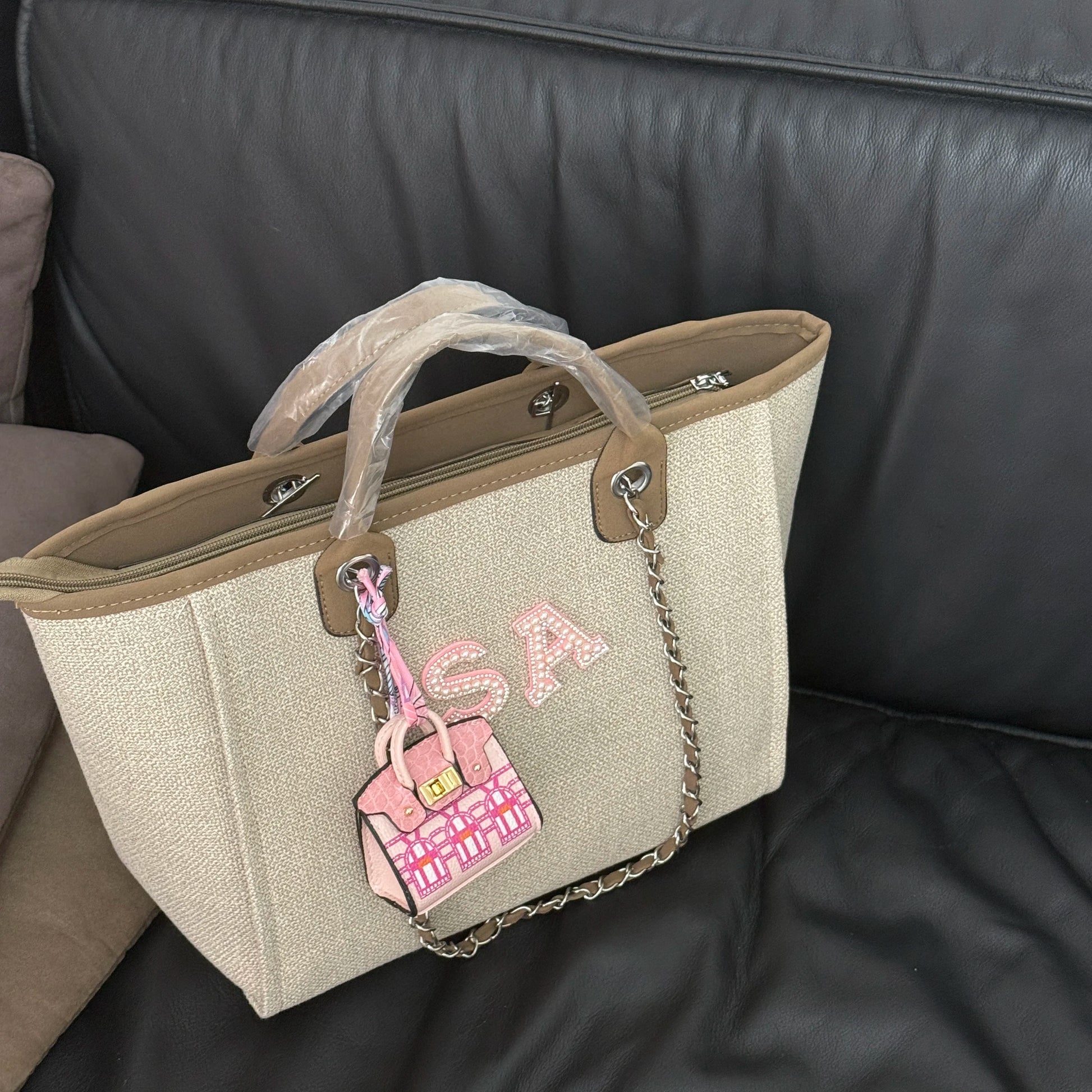 Pixor Personalized Pearl letters Handbag,Personalized Chain Bag Customized Name