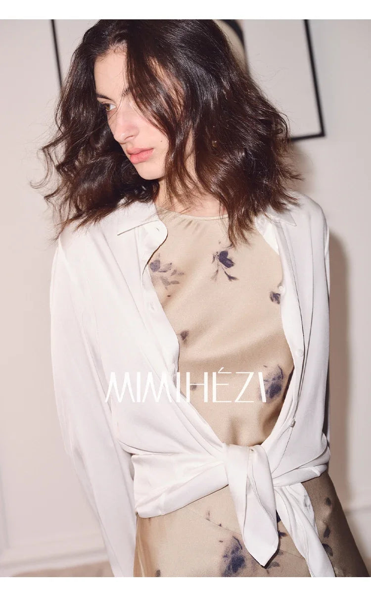Satin Vintage Women's Shirts Spring/summer New Solid Korean Clothing Loose Long Sleeves