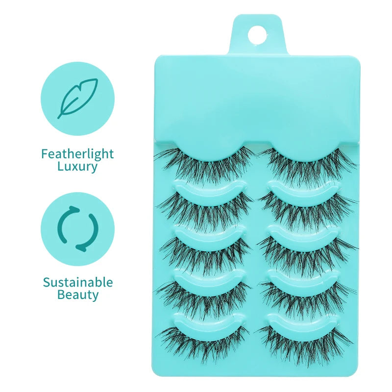 Pixor 5 Pairs Individual Lashes Wispy Women Makeup Eyelash Extension Natural