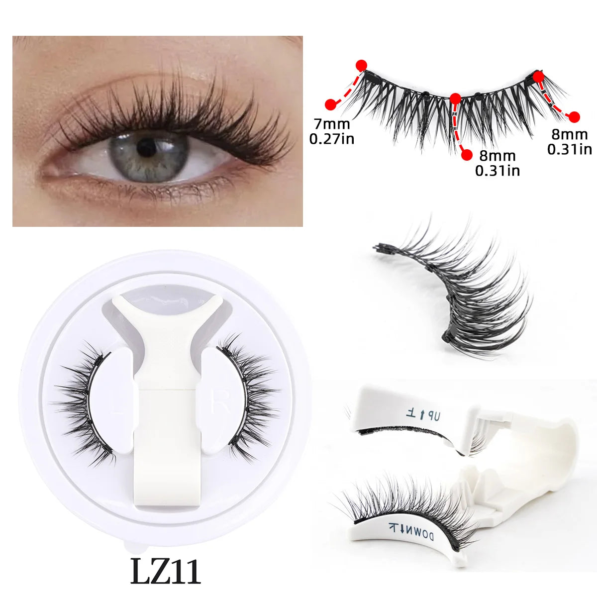 Pixor 1 Pair Magnetic Eyelashes Handmade Fluffy Faux Mink Lashes Reusable Natural False Eyelashes and Magnetic Tweezers