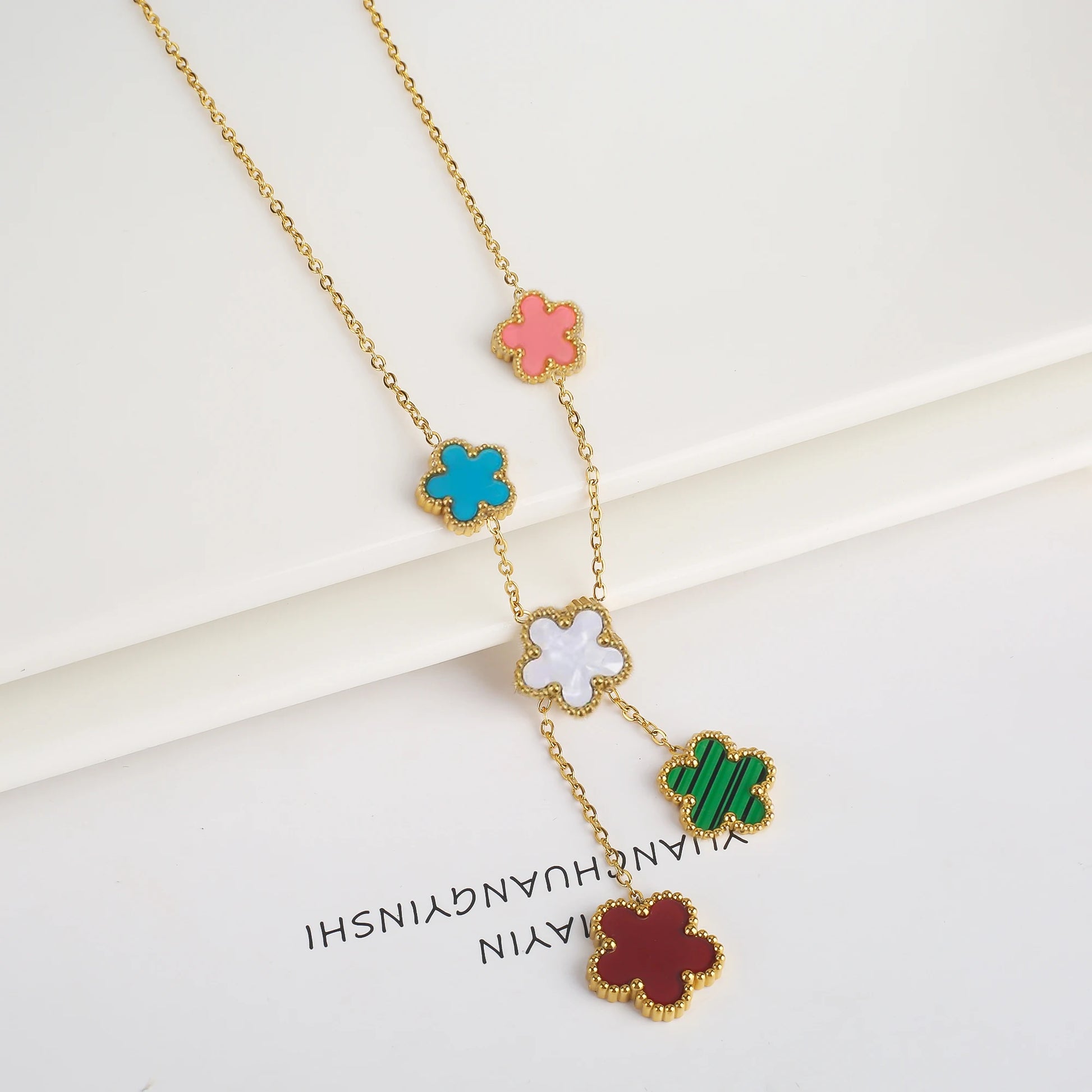 Pixor Stainless Steel Five Leaf Flower Petal Adjustable Clover Bracelet Classic for Woman