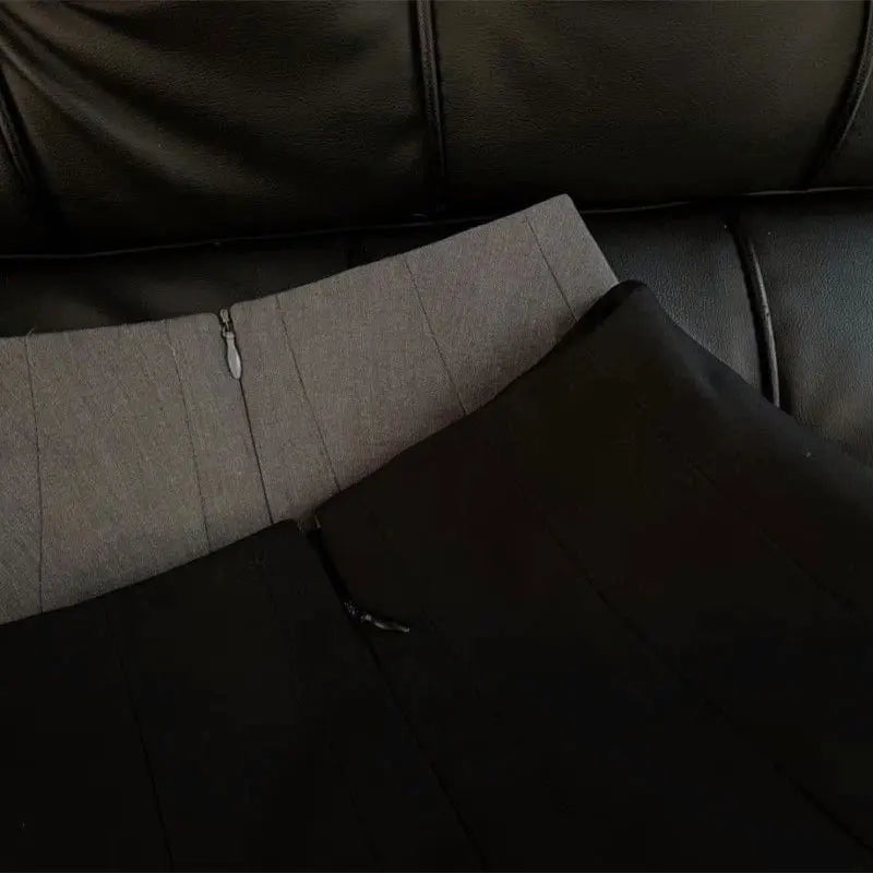 Pixor Mooyufon Ruffles Black Mini Skirt Women Korean Patchwork Pleated Skirts