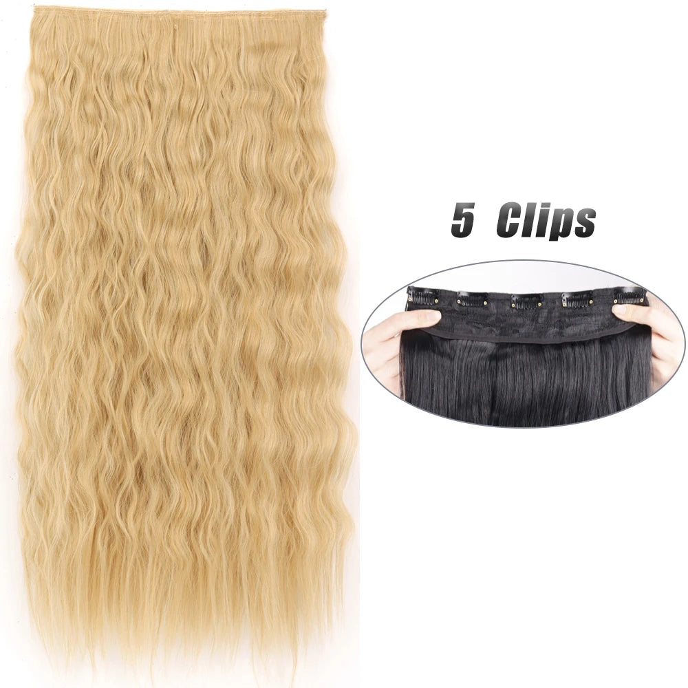 Pixor Synthetic 5 Clip In Hair Extensions Long Straight Hairstyle Hairpiece Black Brown Blonde Fake Hair For Women