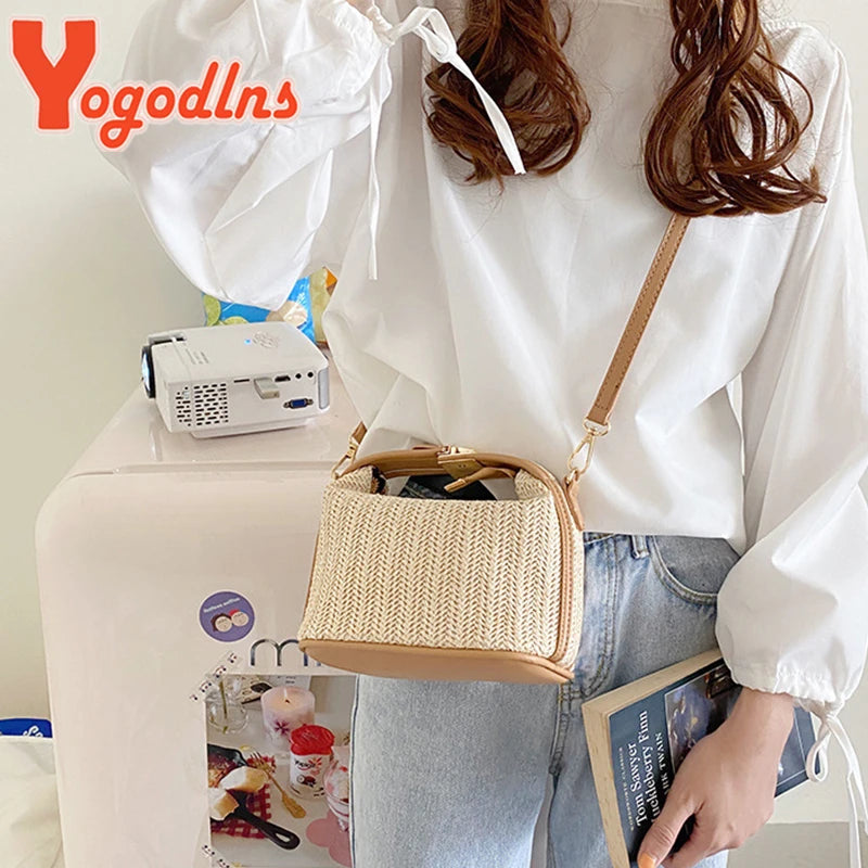 Yogodlns Summer Small Straw Handbag Trendy Shoulder Bag