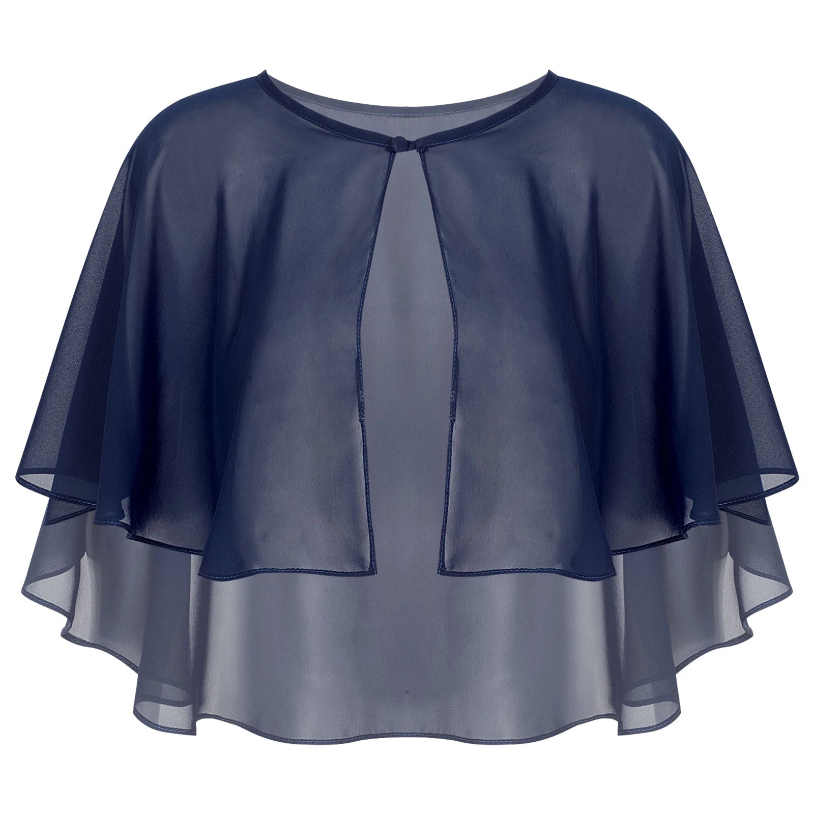 Women Elegant Bolero Wedding Bridal Shawl Top Thiin See-through Chiffon Shrug