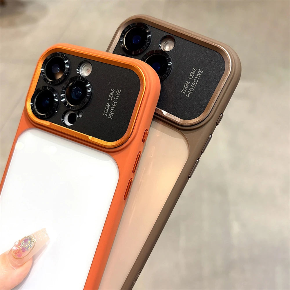 Pixor Luxury Magnetic Metal TPU Case For iPhone 17 16 15 14 Pro Max Plus Case Translucent Acrylic Hard Bumper Shockproof Protect Cover